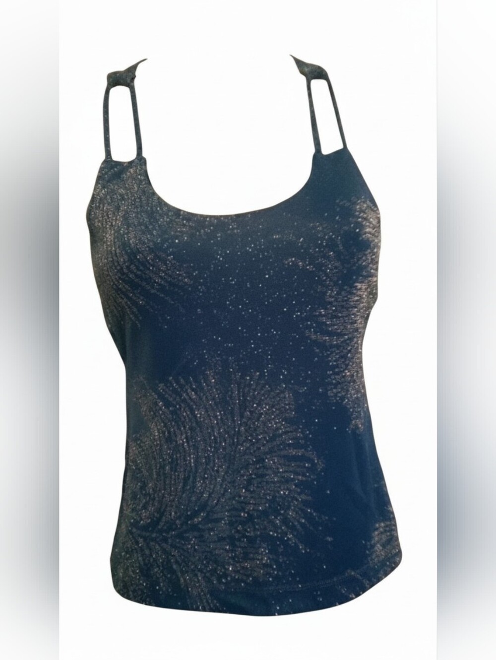 Sparkle Scoop Neck Tank Top in Navy
